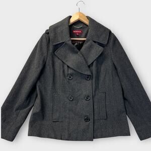 Merona Womens Pea Coat Wool Tweed Lined Nautical Preppy Sz XL Classic Sailors